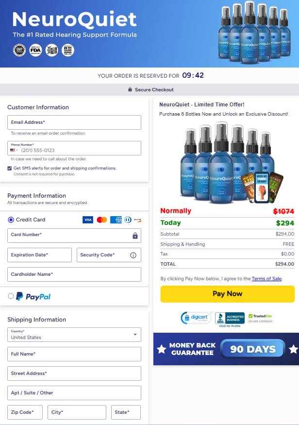 NeuroQuiet - Secure Order Page